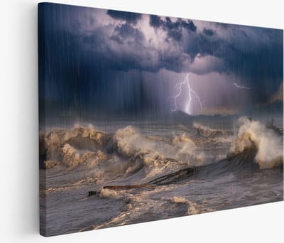 Muurcirkel Hout - Romantische Bloementekening in Blauwe Pasteltinten - Luxe Decoratie - Wandcirkel - Geschikt voor Woonkamer en Kantoor - Ø 90