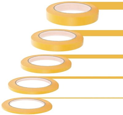 5 Stuks Masking Tape voor Auto Schilderwerk - Zelfklevende Fineline Tape 3/5/7/10/15mm voor DIY Projecten, Documentorganisatie en Kalenderonderdelen