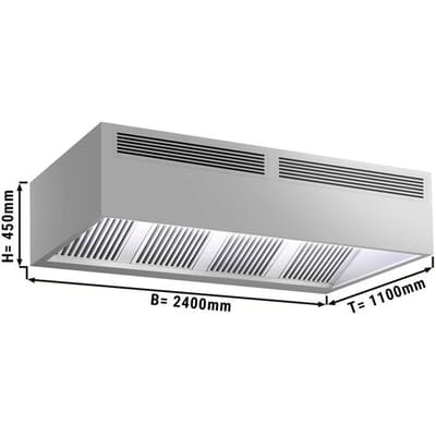 GGM Gastro Induktions-Kastenhaube - 2400mm - ohne Motor - mit Filter