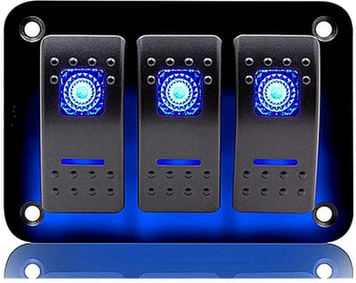 Waterdicht Schakelpaneel 12-24V met LED Tuimelschakelaar - 3 Gang Overbelastingsbescherming