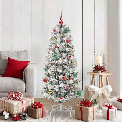 vidaXL - Kunstmatige - Hinged - Kerstboom - 150 - LED's - Groen - en - Wit - 150 - cm