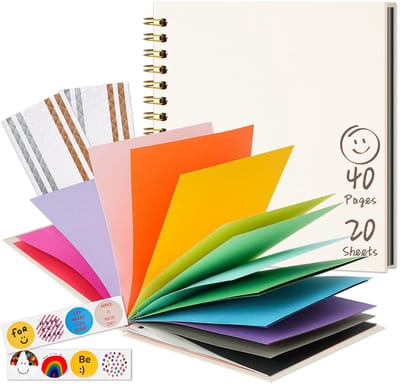 Dailygoods- Plakboek 20,5 x 20,5 cm - DIY Fotoalbum - Creatief Scrapbook - 40 Kleurrijke Pagina's - Voor Kinderen - Stimuleert Creativiteit