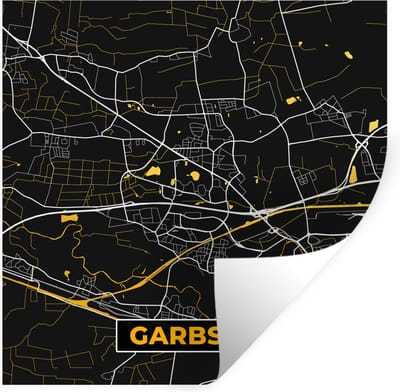 Muurstickers - Sticker Folie - Stadskaart – Kaart – Garbsen – Gold – Duitsland – Plattegrond - 100x100 cm - Plakfolie - Muurstickers Kinderkamer - Zelfklevend Behang XXL - Zelfklevend behangpapier - Stickerfolie
