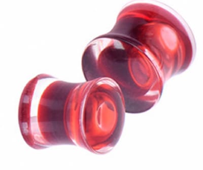 2 Tunnels- 10 mm- Acryl- rood- Charme Bijoux