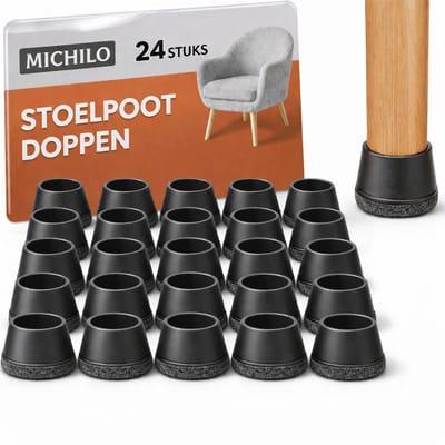Michilo Stoelpoot beschermers – Stoelpootdoppen 14–18mm – 24 Stuks – Anti Kras Vilt – Voor Parket, PVC & Laminaat
