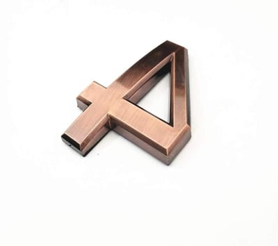Geeyu ZHaonan-modern huisnummer, Bronzen ABS Plastic Plaque-nummer, Huis Hotel Deur Adres Cijfers Sticker Plaatbord, Deurplaat 0123456789A-Z, (Kleur: Nummer 4, Hoogte: 10cm)