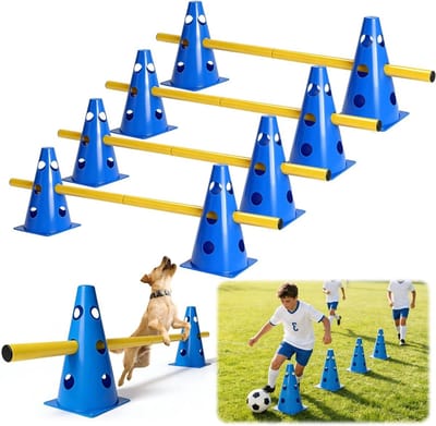 Praktische Agility Set voor Honden en Kinderen, Verstelbare Hordes en Cones voor Sport en Spel, Ideaal voor Equestrian en Dog Sports (8 Cones, 23 cm Hoog)