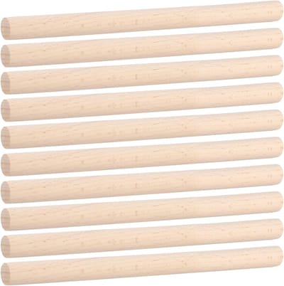 10-Pack 20 mm x 300 mm natuurlijke houten deuvelstangen voor doe-het-zelf ambachten, gelaagde taarten en woondecoratieprojecten