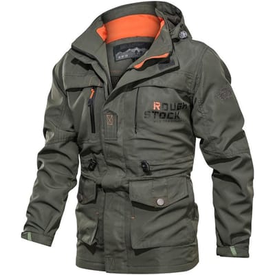 Stormjas Heren Medium Lang Vrije tijd Outdoor met Capuchon Grote Maat Jas Herenjas Lente en Herfst 4XL black