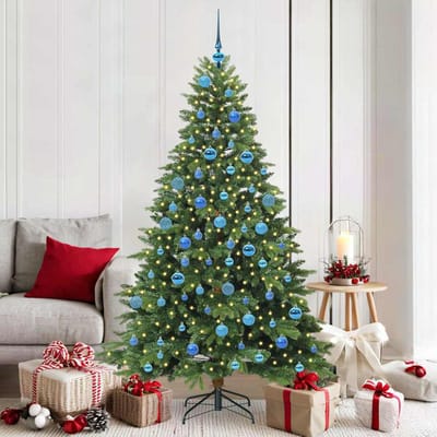 vidaXL - Kunstkerstboom - met - 300 - LED - met - standaard - Groen - 180 - cm - PE - en - PVC