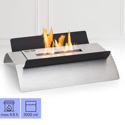 Klarstein Tafelhaard indoor, Draagbare bio-ethanol tafelhaard, Bio-ethanolhaard met 4-6 u brandduur, 2,2kW ethanol-tafelhaard voor binnen, Geurloos & rookvrij tafelvuur indoor, 45x32x15cm