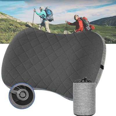 Campingkussen - Opblaasbaar Reiskussen - Ergonomisch Opblaaskussen - Opblaasbaar Strandkussen - Afneembare Kussensloop