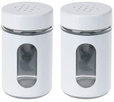 Excellent Houseware Peper / Zoutstrooier - 2x - glas - wit - 94 ml - Kruidenstrooier - Specerijen potje
