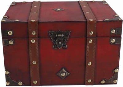 Opbergdoos Vintage - Schatkist Decoratief - Spullen Organiseren - Met Gecodeerd Slot - 26 x 22 x 21 cm - Rood