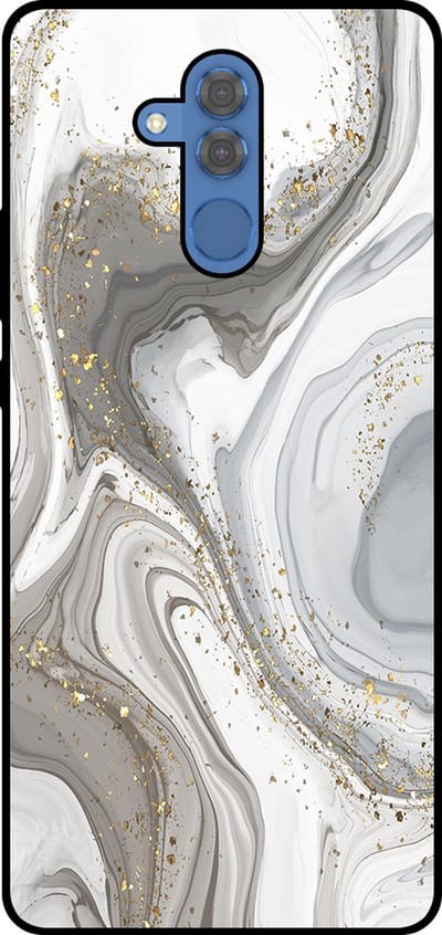 Smartphonica Telefoonhoesje Geschikt voor Huawei Mate 20 Lite met marmer opdruk - TPU backcover case marble design - Zilver geschikt voor Huawei Mate 20 Lite