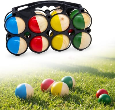 Dailygoods- Bouleset Houten - 8 Ballen - Draagtas - Tuinspel - Geschikt voor Kinderen - Diameter 7 cm - Petanque