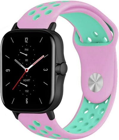 Strap-it Sport siliconen bandje - geschikt voor Xiaomi Amazfit Bip / Bip S / Bip Lite / Bip U Pro / Bip 3 / GTS 1-2-3-4 - MIni / Amazfit GTR 42mm - roze/aqua