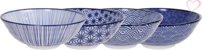 Tokyo Design Studio - Nippon Blue Assorted Designs Ramen Bowl / Poke bowl 21x7.8cm 1000ml 4pcs ASS-1 1/12