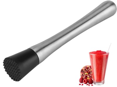 Dailygoods- Cocktail Muddler Roestvrij Staal 304 - Ergonomisch Handvat - Mojito Stamper - 20 cm - Antislip Kop - Duurzaam Gebruik - Barstamper