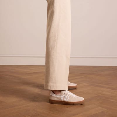 Manfield - Dames - Beige suède sneakers - Maat 36