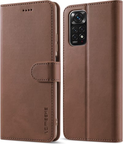 LC.IMEEKE Hoesje - Geschikt voor Xiaomi Redmi Note 11 Pro 5G Hoesje - LC.IMEEKE Luxe Book Case - Donkerbruin