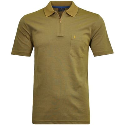 Ragman Uni Easy Care Zipper Poloshirt Pima Cotton Mix Terra / male