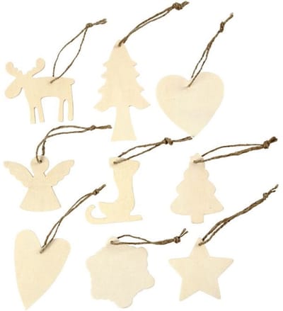 Creativ Company Houten Ornamenten Assortiment 7-8 cm Kerst 72 stuks
