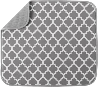 Isolatie mat - Absorberende - Omkeerbare Microvezel Droogmat voor Keuken - 40 cm x 45 cm - Wit Trellis