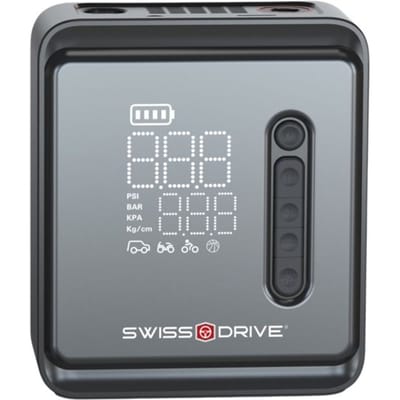 Mini Compresseur Portable - SWISS DRIVE - 150 PSI - Recharge USB - Arrêt Auto - Écran Digital zwart