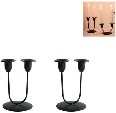 2 stuks - Kandelaar - U-vormige kandelaar - Hoog model - Eigentijdse kandelaar - Romantische Europese stijl - Voor bruiloften en feesten - Zwart