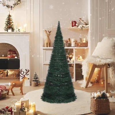 vidaXL - Kunstkerstboom - met - verlichting - pop-up - 150 - cm - groen