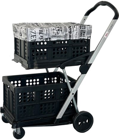 CLAX COMPLEET opvouwbare boodschappen trolley 2 kratten & krathoes | laadcapaciteit 60kg