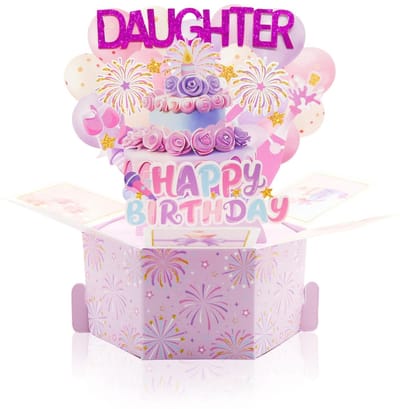Dailygoods- Pop-upkaarten Gelukkige Verjaardag - 3D Vouwkaarten - Verjaardagskaarten voor Dochter - Persoonlijk Cadeau - Vrolijk Festivalcadeau - Zorgvuldig Vervaardigd - Verjaardagskaart