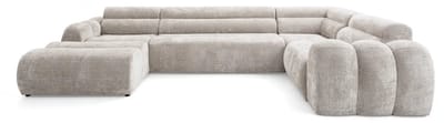 Hoekbank Vero U- Lounge links- Beige structuurstof- hoeksalon U