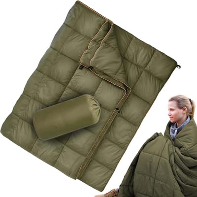 Opvouwbare deken - Dons campingdeken - Outdoor avontuur - Waterafstotend sneldrogend - 150 x 200 cm - Legergroen