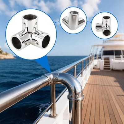 Elleboogstuk RVS - T-Base Connector - Balustrade Ondersteuning - Hoogglans Gepolijst - Diverse Maten - Zilverkleurig