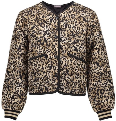 Geisha winter bomberjas meisjes - zwart/zand - luipaard