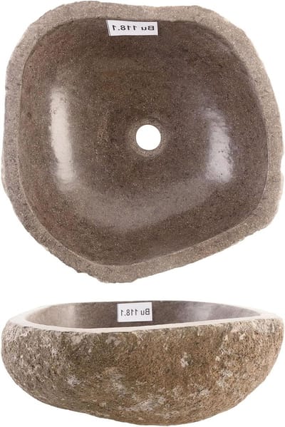 Natuurstenen Wastafel - Ovaal Bekken - Badkamer Verfraaien - Uniek Riviersteen - 40 cm - Grijs
