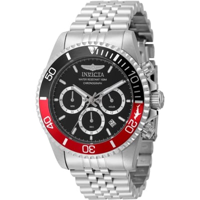 Invicta Pro Diver 49838 Heren Horloge - Quartz Uurwerk - Roestvrij Staal met zwarte Wijzerplaat - 43mm