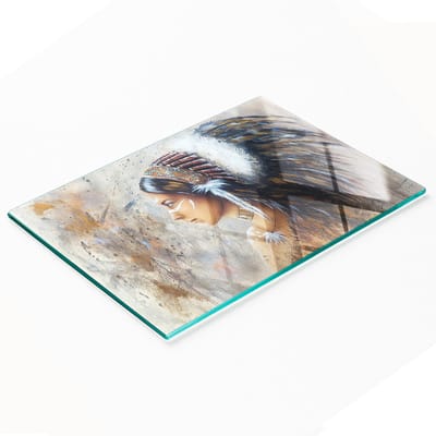 Keuken serveerplank van gehard glas met Indiase afbeeldingen, 80x52 cm