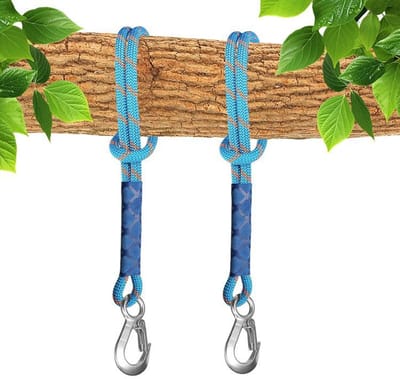 Boomschommeltouwen (Set van 2) — 1,2 m | Ophangset voor boomschommels (Draagt ​​tot 180 kg) | Robuuste karabijnhaken | Geschikt voor alle schommels, hangmatten en speeltoestellen (1,2 m)