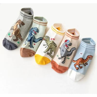 Jongens Dinosaurus Patroon Sokken Comfortabele Ademende Casual Zachte Kinder Sokken L