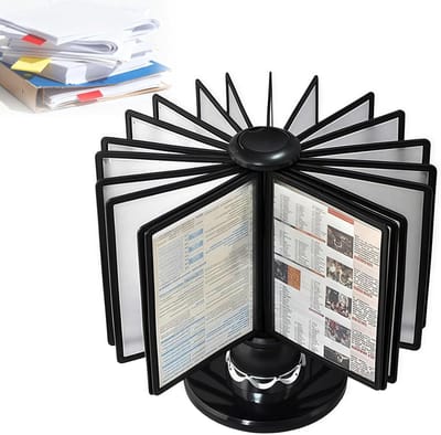 Draaibare documenthouder - Bureau organizer - Kantoor opslag - 40 documenten capaciteit - A4 formaat - Zwart