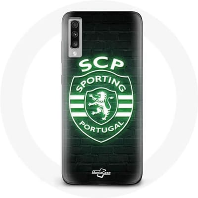 Samsung Galaxy A70 hoesje scp sportief portugal lichtgevende zwarte achtergrond