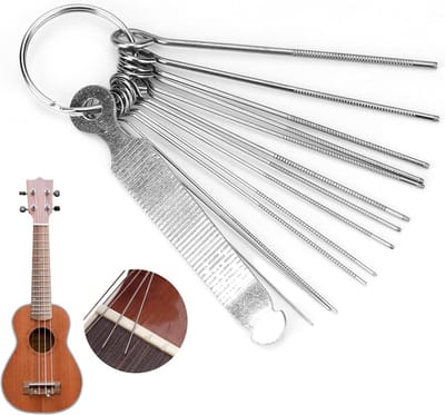 Gitaar Moervijlset - Gitaar Onderhoud Kit - Snaar Afstelling Reparatie - Roestvrij Staal Duurzaam - 14 Delig - Zilver