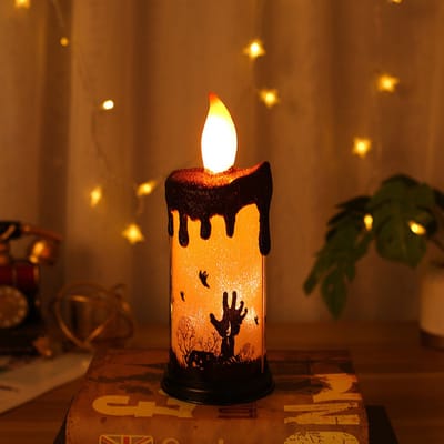 2-stuks Halloween kaarsverlichting - Halloween vlamloze kaarsen - LED-kaarsverlichting op batterijen - Elektronische kaarsverlichting - Creatieve kaarsvlamloze feestverlichting - Geschikt voor Halloween, gala's, feesten - Zwart