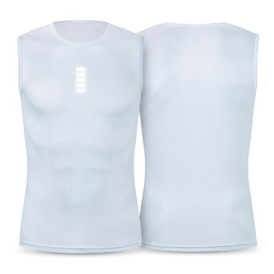 Ivoorwit wielren sport ondershirt heren mouwloos fietsshirt ademend sneldrogend hoge rekbaarheid ronde hals basislaag tanktop voor fietsen gym fitness training outdoor sport Size S