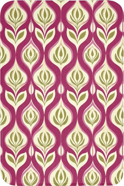 Badmat 60x90 cm - Antislip - Retro - Floraal - Paars - Badmatten voor badkamer - Badkamermat - Douchemat - Badkamer mat