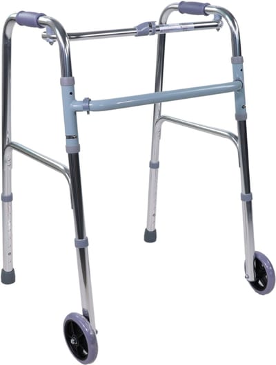 Mobiclinic Capitel - Looprek met wielen - Aluminium - Lichtgewicht en Inklapbaar - 2 wielen - Inklappen met één knop - Grijs