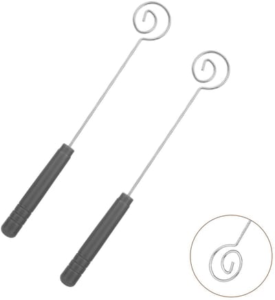 2-stuks Chocolade Dip Lepel - Snoep Dip Tool - Chocolade Tool - Kook Decoratie Lepel - Dessert Dip Tool - Spiraalvormige stijl - 20cm - Geschikt voor het dippen van chocolade, cake ballen, fruit, snoep, noten - Zilver, Grijs